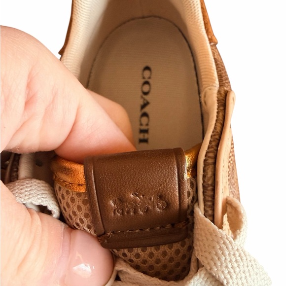 NEW— COACH C143 Brown and Cream Women's Sneakers Athletic shoes 🤎🩷 - Picture 10 of 11